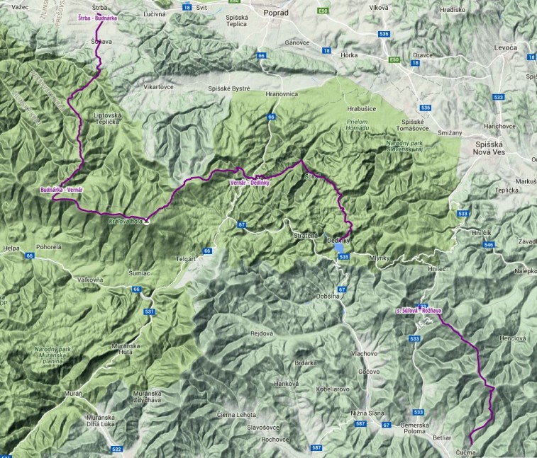 Trasa: 81 km, stúpanie 3593 m, klesanie 4128 m. Klikni na obrázok pre zobrazenie trasy na Hiking.sk.