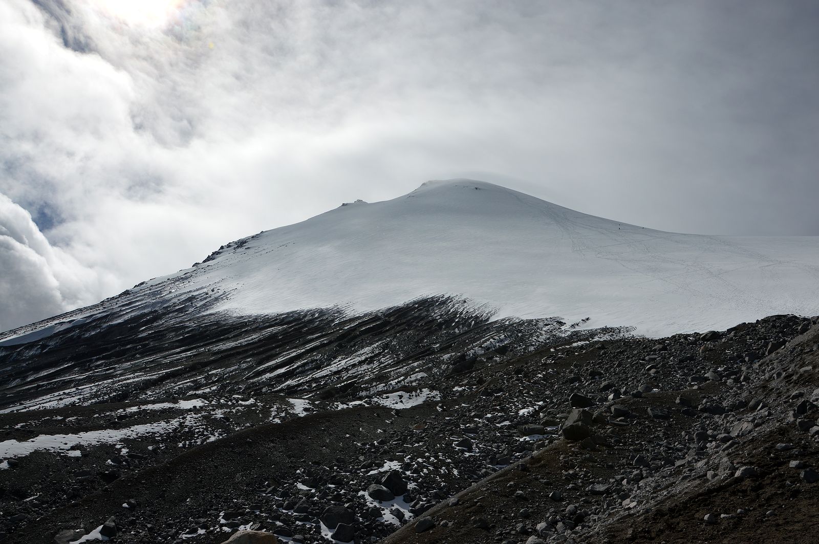 Pico de Orizaba 5640 m. Posledný pohľad na zdolanú horu.