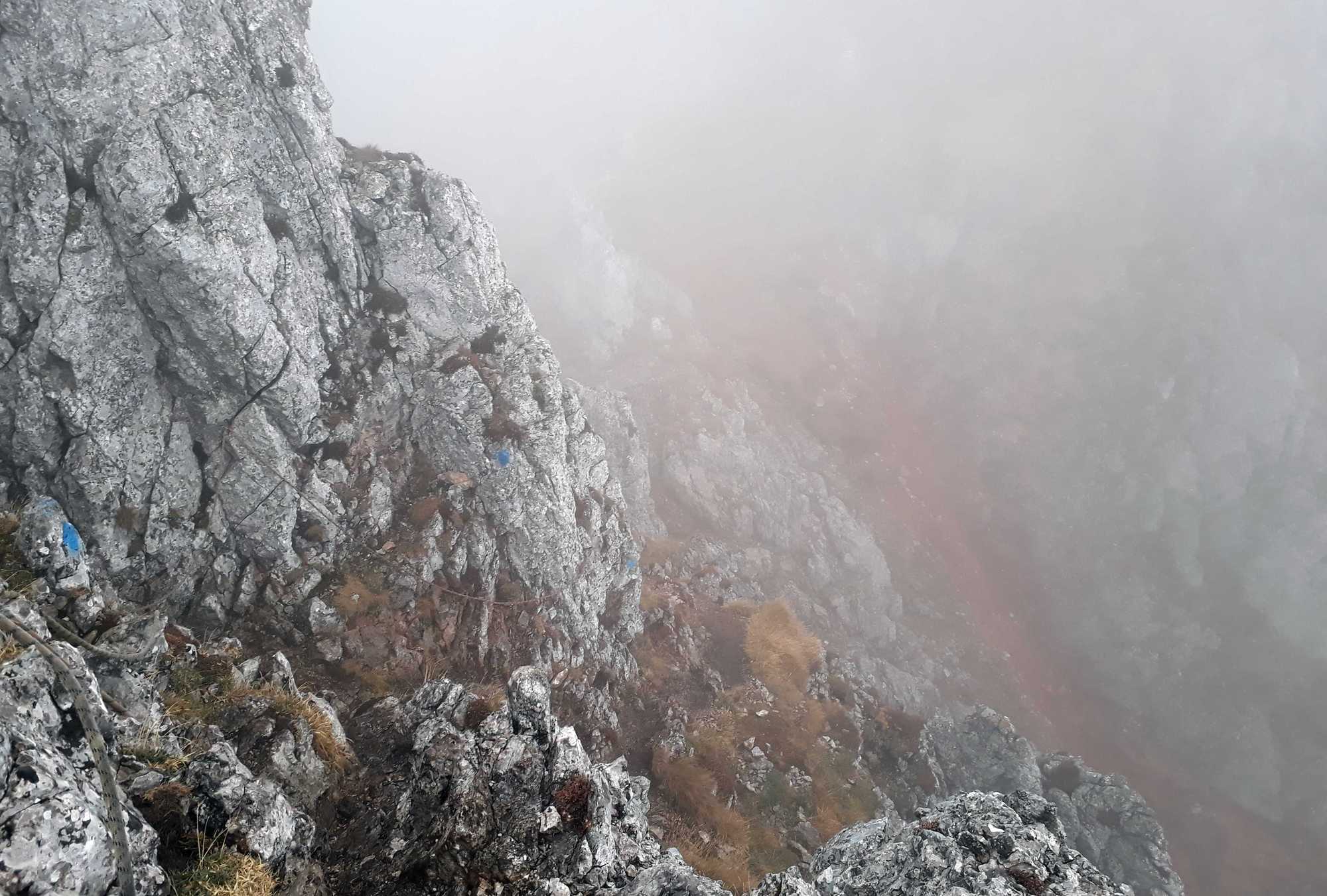 Nandlgrat - úsek zaistený lanom tesne pred vrcholom