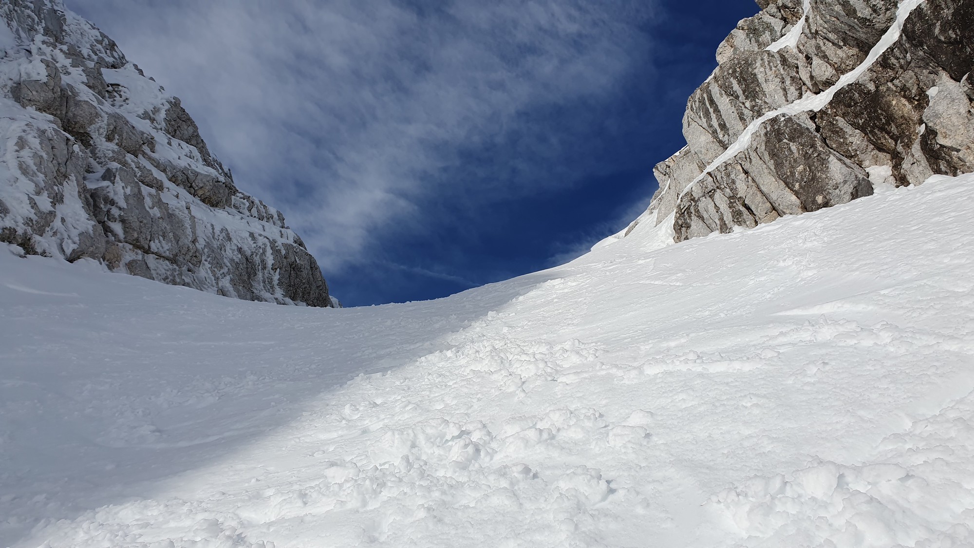 11 Sella Nevea Prestreljeniško okno - posledné metre do sedla Prestreljeniška škrbina