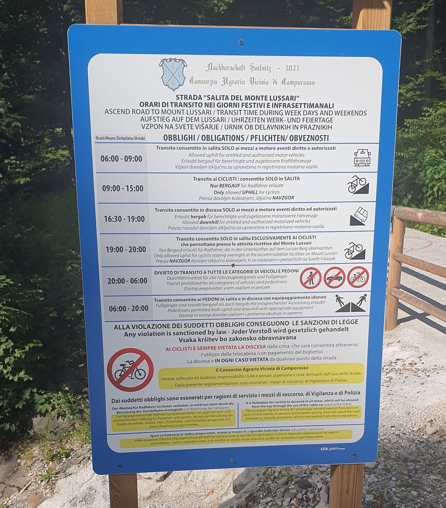 Cyklo Valle di Riofreddo (16) Val Saisera začiatok cesty na Monte Lussari